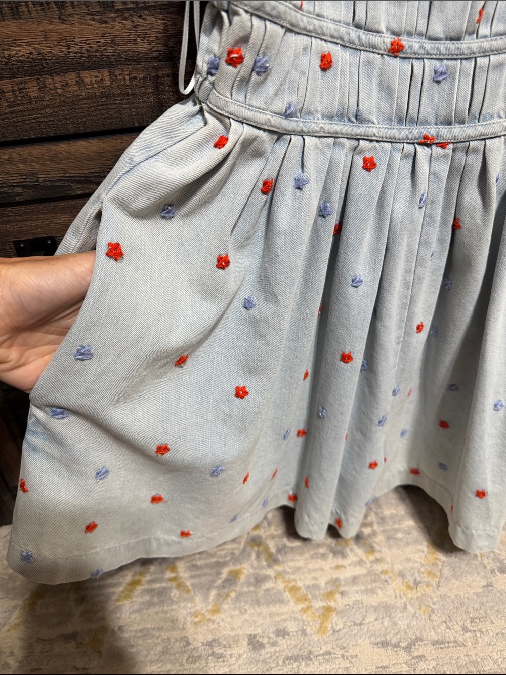Peach Love Jean Romper with Stars - Picture 3 of 4